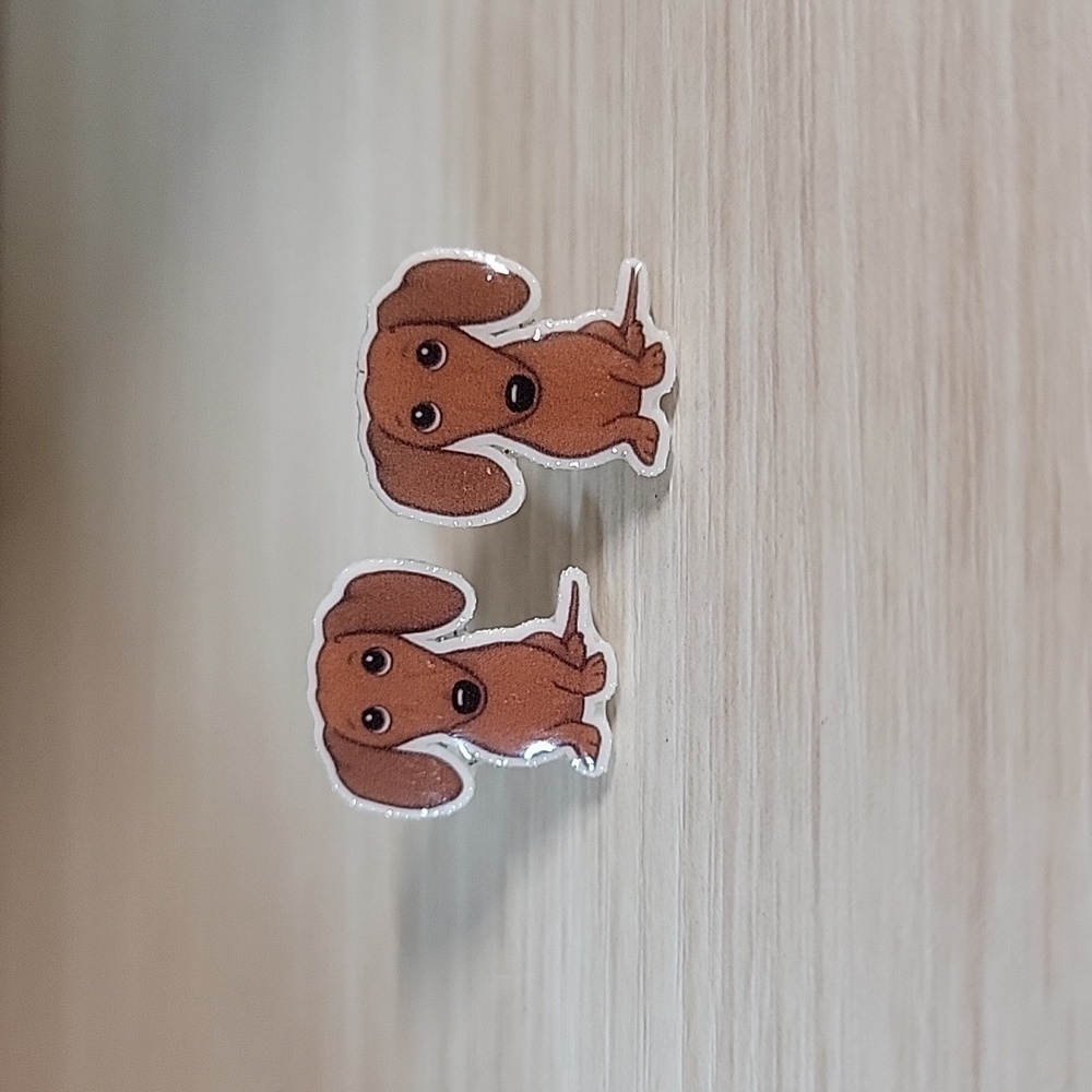 DOXIE DACHSHUND CARTOON STUD EARRINGS